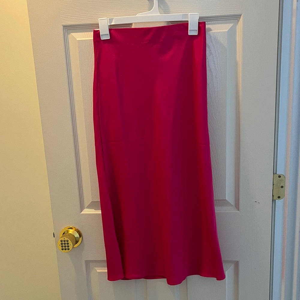 LOFT Bright Pink Midi Skirt
